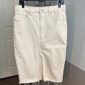 Veronica Beard Denim Midi Skirt ecru ivory 10 EUC